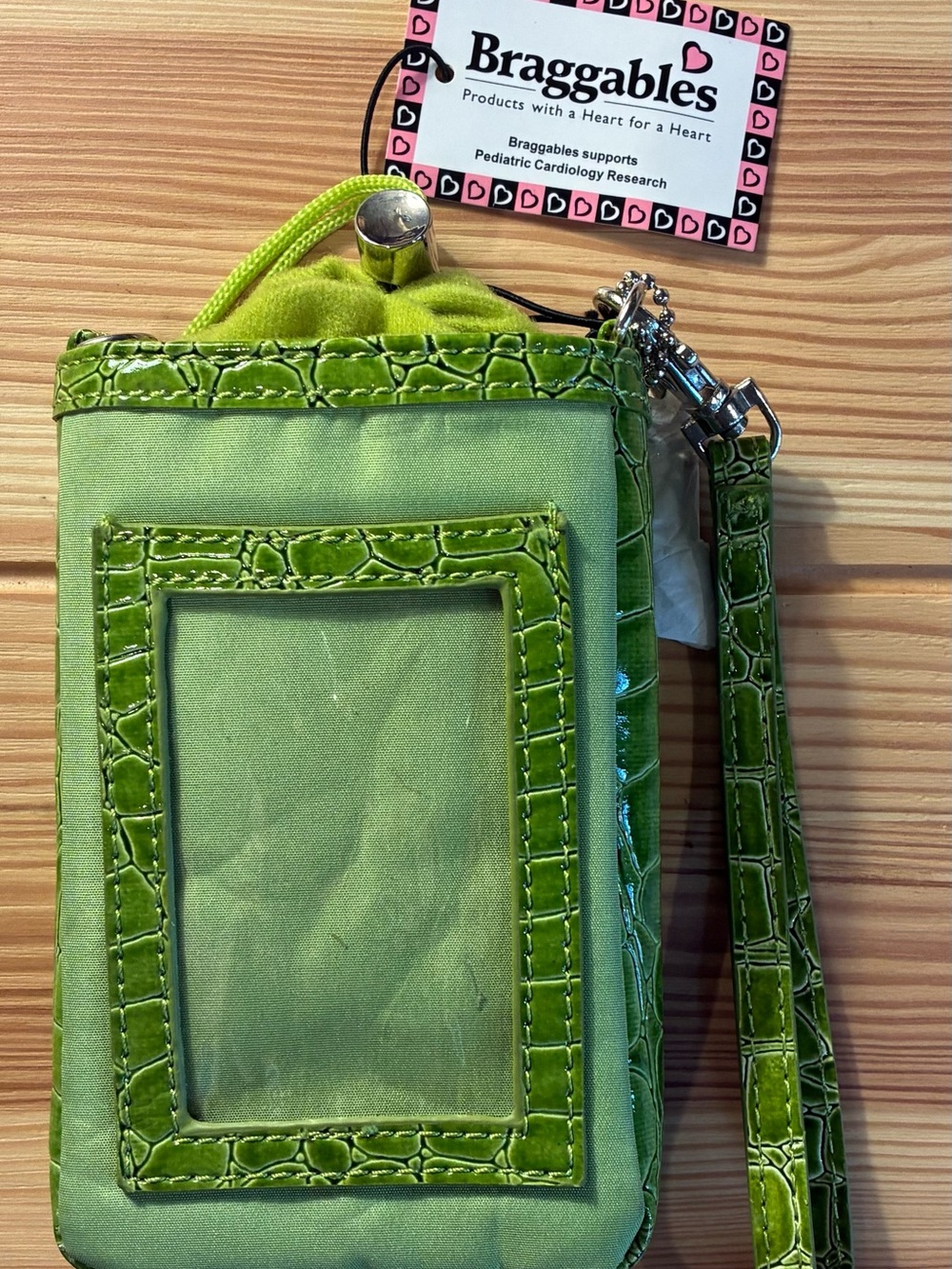 Kiwi-Green Crossbody Phone Case with ID Window